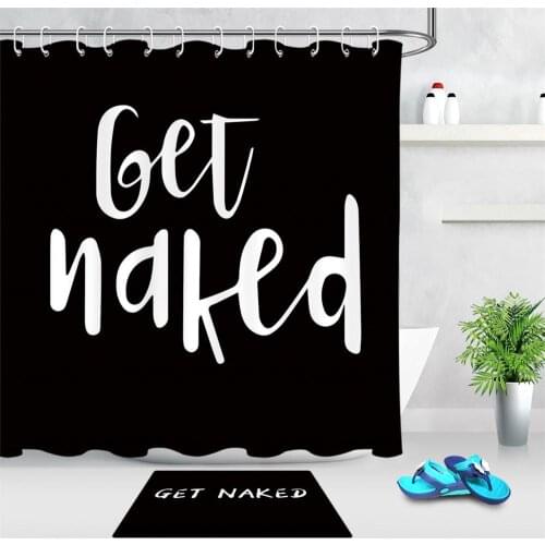 Get Naked Black Color Fabric Bathroom Curtain Waterproof Polyester Shower Curtain Bath Anti-mildew Floor Mat Home Decoration
