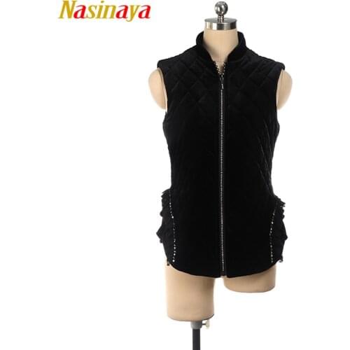Customized Figure Skating Vest Zippered Tops for Girl Women Training Competition Ice Skating Warm Heavy Padded