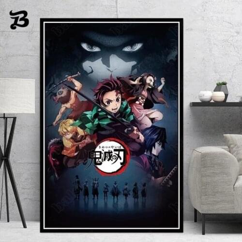 Canvas Painting for Living Room Wall Art Cartoon Classic Japanese Anime Demon Slayer Poster Printes Wall Pictures Home Decor