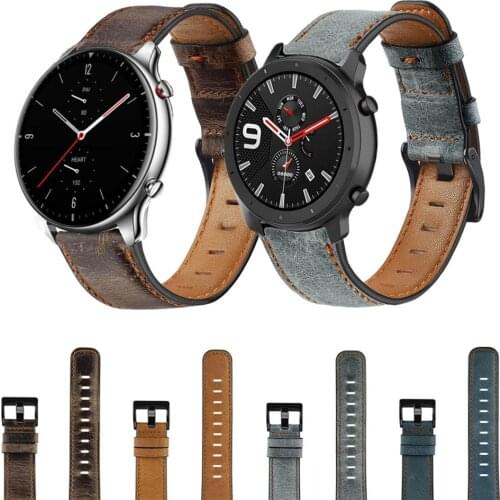 Genuine Leather Watchband For Huami Amazfit GTR2 Pace Replacement Bands For Xiaomi Amazfit GTR47mm Stratos 2 2S 3 Wrist Strap
