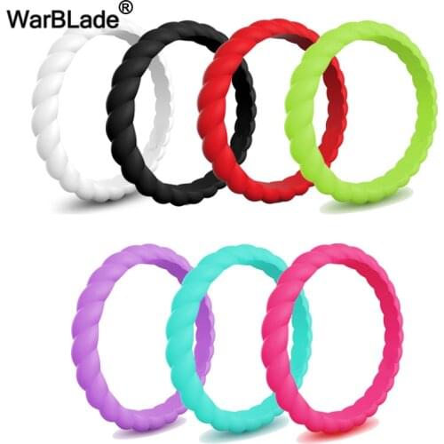 Fashion 3mm Thin Braided Silicone Ring For Women Wedding Rings Sports Hypoallergenic Crossfit Flexible Woven Rubber Finger Ring