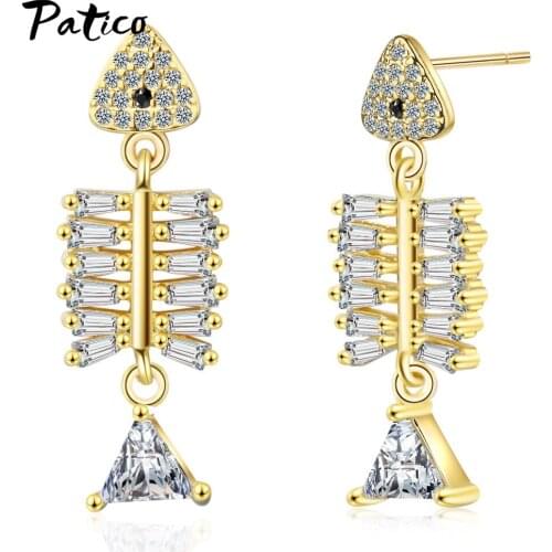 Glitter AAA Zircon Design 925 Sterling Silver Jewelry Fish Bone Symmetrical Long Tassel Drop Earrings For Women boucle d'oreille