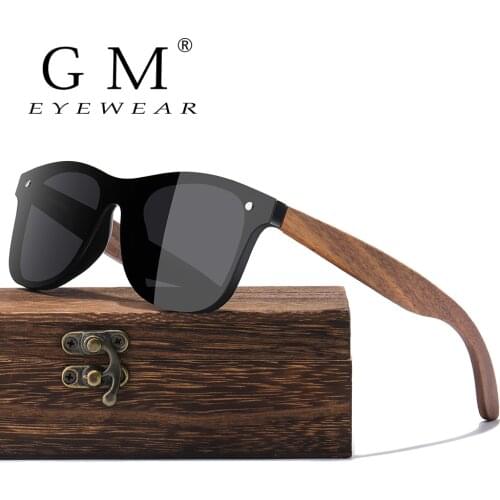 GM Handmade Sunglasses Men Polarized Walnut Wooden Eyewear Women Mirror Vintage Oculos de sol masculino UV400 Polarized Lens