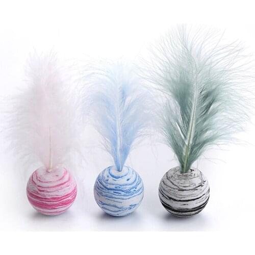 Legendog Cat Foam Ball Toy Cat Interactive Funny Toy Faux Feather Kitten Play Ball Cat Ball Toy Training Toys Foam Ball