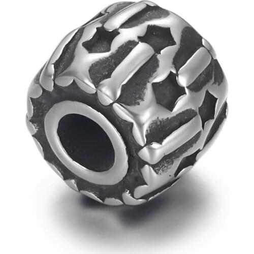 Stainless Steel European Barrel Bead Polished 4mm Hole Metal Beads Bracelet Charms for DIY Jewelry Making Accessories