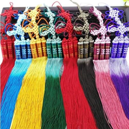 New Hand Crafts DIY Chinese Traditional Double Gradient Color Knot 8 Color 33*3cm Tassel Fringe Car Hanging Home Decor Gifts