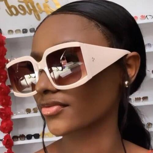 Luxury Fashion Ladies Oversized Sunglasses Square Beige Black Shades For Women Wide Arms Plastic Large Big Frame Sun Glasses