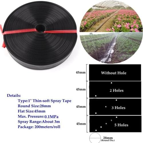 Wholesale 200m/Roll 0~5Holes 1" Φ28mm Thin-Soft Spray Tape Agricultural Irrigation Hose Sprinkler Farm Lawn Watering Tube Pipe