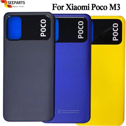 ORIGINAL New For Xiaomi Poco M3 Battery Cover M2010J19CG Back Glass Panel Rear Housing case 6.53" For Xiaomi Poco M3 Back Cover