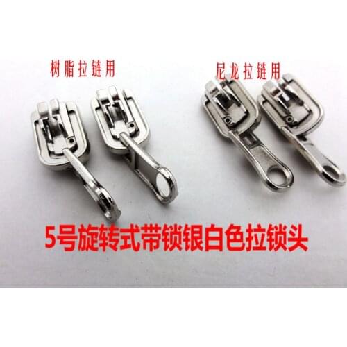 Double sided/two sided/zinc alloy pltaing silver rotation type zip sliders/5# 8# 10# used for resin zippers pullers/auto lock