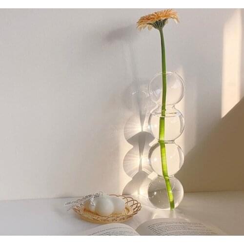 Korea Style Simple Glass Vase Literary Youth Art Retro Bubble Geometry Home Decoration Accessories Terrarium Vaso Planta
