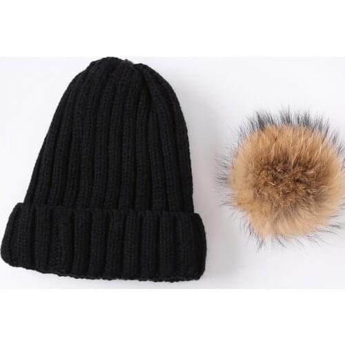 New Fashion Men Women Winter Beanie Hats Warm Hip Hop Punk Knitting Winter Hat For Women Autumn Woolen Cap Removable hair ball