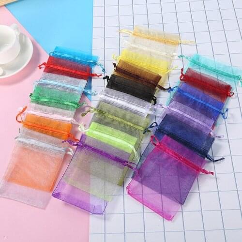 50PCS 9x12cm Chiffon Organza Bags Christmas Halloween Wedding Birthday Party Gift Box Packaging Bags Festive & Party Supplies