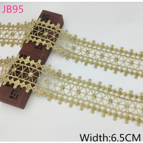 Width 6.5cm gold lace ribbon accessories embellishment water soluble embroidery decoration lace sewing craft JB95