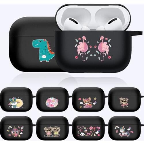 Silicone Protective Case for Apple AirPods Pro High Quality Matte Black Earphone Case Cute Style Cartoon Earphone Accessories