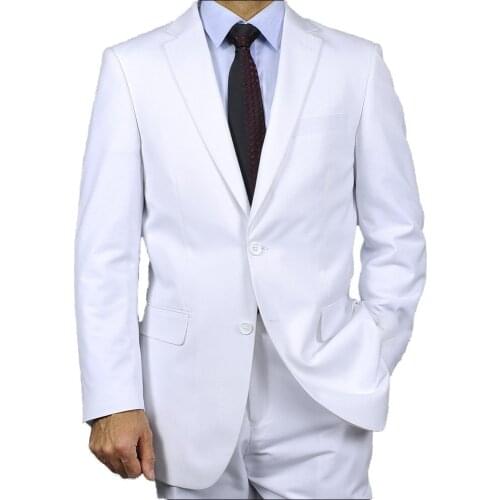 Custom Made Groom Tuxedo Terno Para Noivo, Bespoke White Suits,2 Button Notch Flap Pocket, Tailor Made Wedding Suits for men