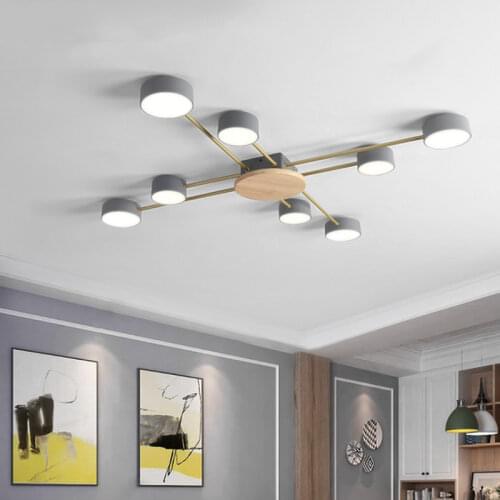 Modern AIBIOU Nordic Style Designer LED Metal Ceiling Lights For Living Room Surface Mounted Wooden Bedroom Lighting Fixtures