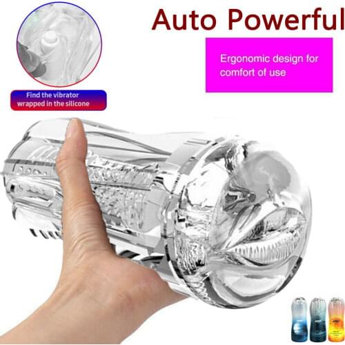 Vibrating Realistic Male Masturbator Sex Toy Blow Job Mouth Anal Vagina Vibrator Sex toys Vacuum Pocket Cup for Men Erotic Toys