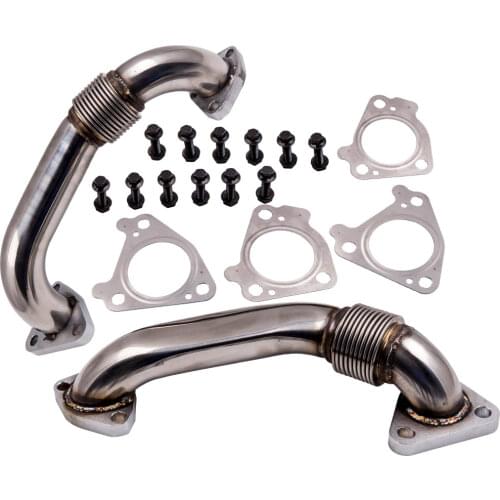 2PCS Heavy Duty Upgraded Up Exhaust Pipes for Chevy GMC Sierra Silverado 2500 3500 6.6L Duramax 2001-2016 W/Gaskets 116120000