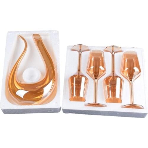 High quality Electroplated gold crystal glass wine glass decanter set goblet champagne cup home party wedding glasses