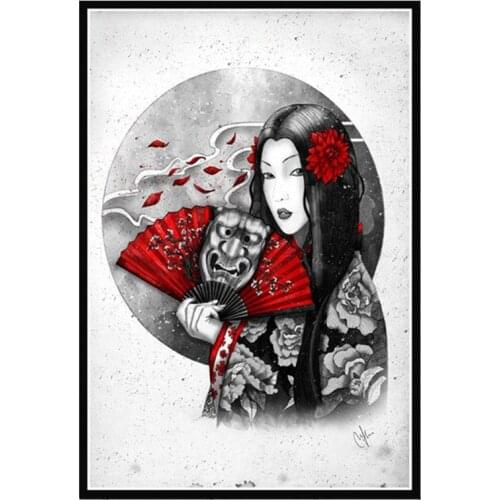 Japanese Bushido 5D DIY Diamond Painting Cross Stitch Samurai Full Square Round Drill Mosaic Embroidery Black Red Room Decor Art