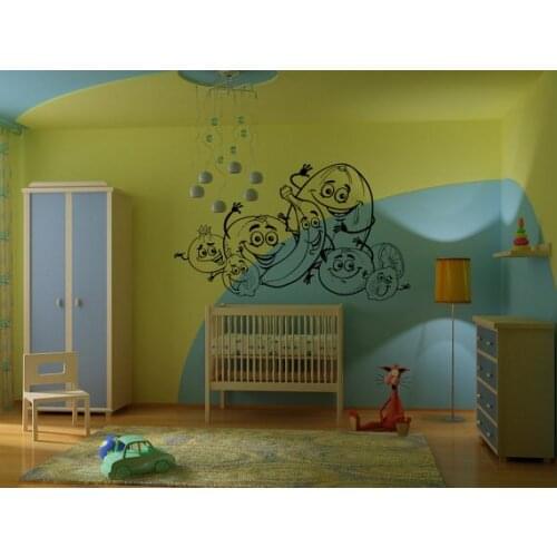 Funny Veggie Berry Wall Sticker For Kids Rooms Pattern Design Vinyl Art Girl Boy Nursery Wall Decals Removable Stickers LC037