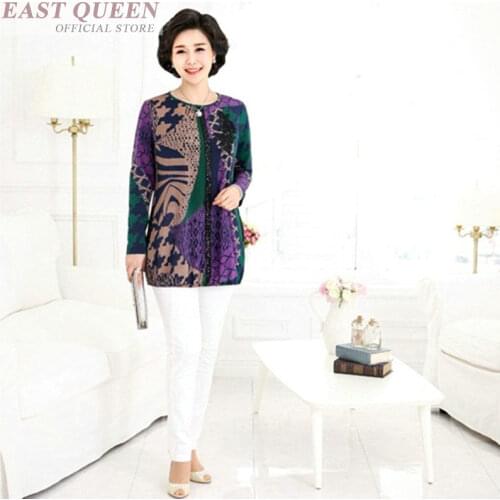 Middle age women tee tops floral print Floral Print office lady clothing pullovers long sleeve o-neck elegant top DD586 L