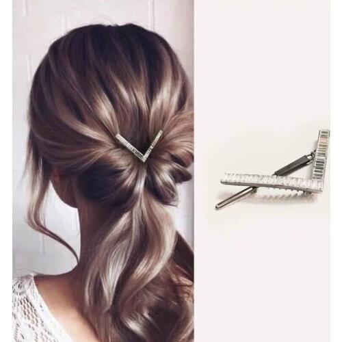 Luxury Crystal Hair Jewelry For Women Cubic Zircon Metal Hairpins Wedding Ornament Hair Clips Geometric Hair Accessories 6.8CM