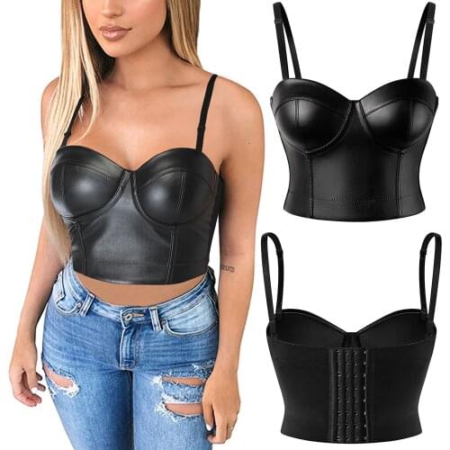 Womens Sexy Overbust Corset Lingerie Sleeveless Central Single-Row Clasp Club & Night Out Crop Tank Top Shapewear Outfit