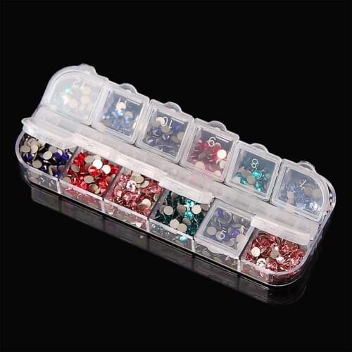 12 Grids Diamond Painting Box Embroidery Rhinestone Beads Storage Organizer for Nail Art Showing Shelf Holder Display