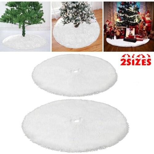 122cm/ 90cm/ Long White Carpet Snow Plush Christmas Tree Skirt Base Floor Mat Cover Xmas Party Decor New Year Home