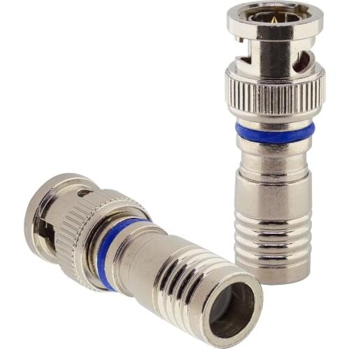 2 pcs CCTV Male BNC Compression/Twist-on Connector RG59 RG6 Coax Cable Adapter Male BNC Connectors for CCTV, SDI, HD-SDI