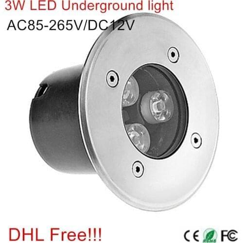 20pcs/lot,DHL Free ship!!! 3W LED underground light IP68 Buried recessed floor outdoor lamp DC12V or AC85-265V CE&ROHS
