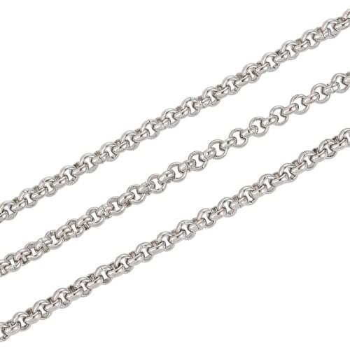 25m/roll Unwelded 304 Stainless Steel Rolo Chains with Spool for Jewelry Making DIY Bracelet Necklace Finding 2/2.5/3mm