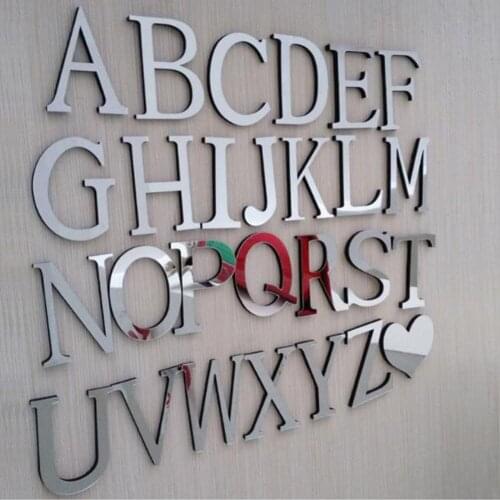 Hot Sale Popular Wedding English Love Letters Home Decor 3D Mirror Wall Stickers Alphabet