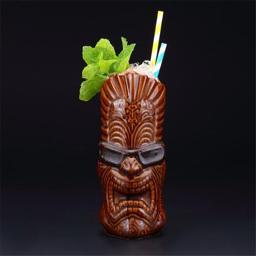 550ml Hawaii Ceramic Tiki Mug Creative Porcelain Beer Wine Mug Cup Bar Tool