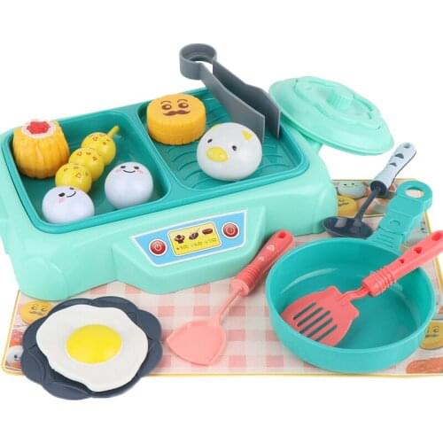 7PCS Children Kitchen Food Toys Mini Simulation Kitchenware Play Set Pretend Play Hot Pot Fried Egg BBQ Kitchen Toys For Girls