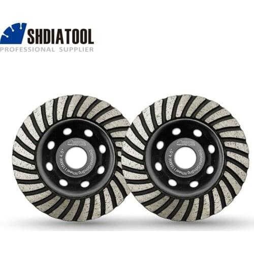 SHDIATOOL 2pcs 4.5inch Diamond Turbo Row Grinding Cup Wheel For Concrete Masonry Grinding Disc