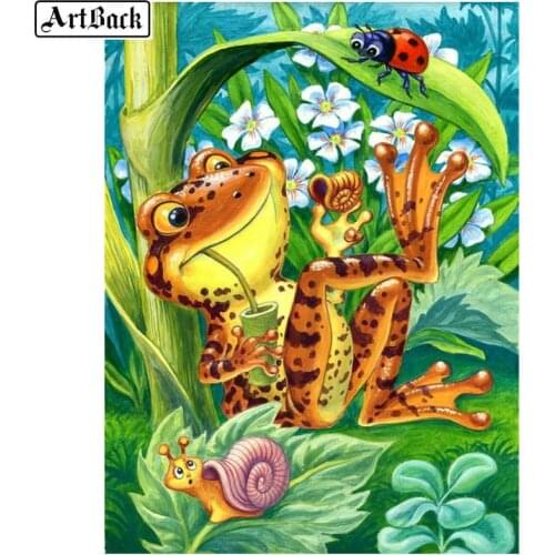 ARTBACK Diamond mosaic frog pattern 5d diy diamond painting full square drill diamond embroidery 3d wall sticker animal