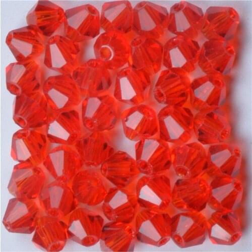 Red 100pcs 4mm Bicone Austria Crystal Beads charm Glass Beads Loose Spacer Bead for DIY Jewelry Making