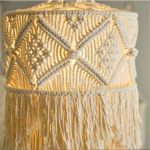 Primary color decorative lampshade hand woven tapestry Bohemian living room decorative tassel Retro