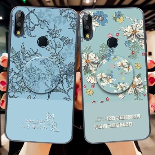 Airbag Holder Silicone Case For Asus Zenfone Max Pro M2 ZB631KL ZB633KL 3D Relief Flower Back Cover For Asus 5Z ZE620KL ZS620KL