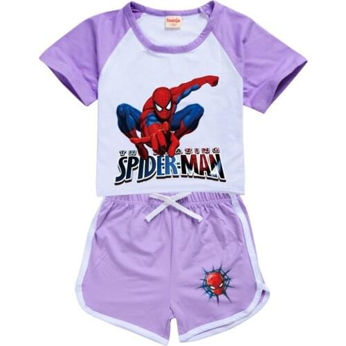 Disney Spiderman Childrens Suit Printed Vest Shorts Suit Cotton Fashion Home Comfortable Unisex Childrens T-shirt
