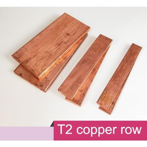 Length 100mm T2 copper row plate red copper row pure copper strip grounding copper strip thickness 3mm-8mm
