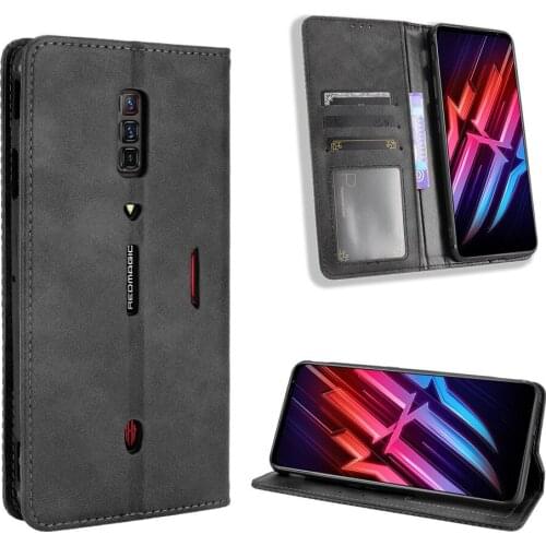 For ZTE Nubia Red Magic 6 Case Luxury Flip PU Leather Wallet Magnetic Adsorption Case For Red Magic 6 Pro Red Magic6 Phone Bags