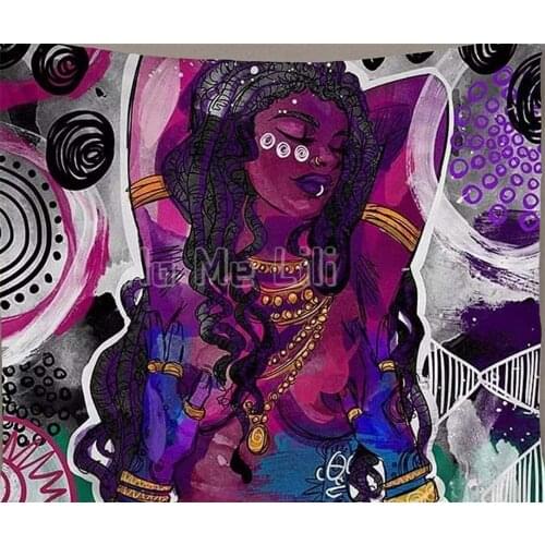 Tapestry Wall Decoration Of Black American Girls In Psychedelic Colors