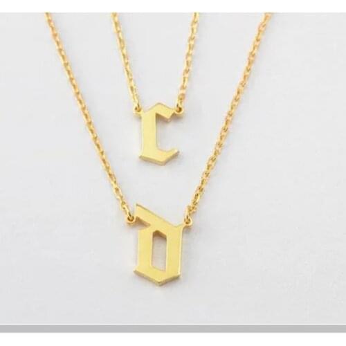 Personalized alphabet Necklace this duo set of gothic initial necklaces is spot-on stylish and youthful N2042