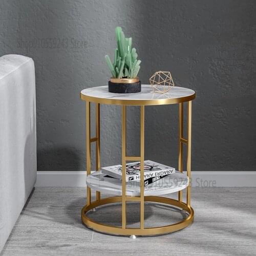 Rock Board Small Coffee Table Modern Minimalist Creative Living Room Side Table Sofa Side Cabinet Light Luxury Corner Table Roun
