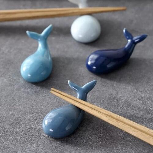 Lucky Whale Ceramic Chopsticks Holder Chopsticks Chinese Style Home Hotel Ceramics Cute Kitchen Tableware