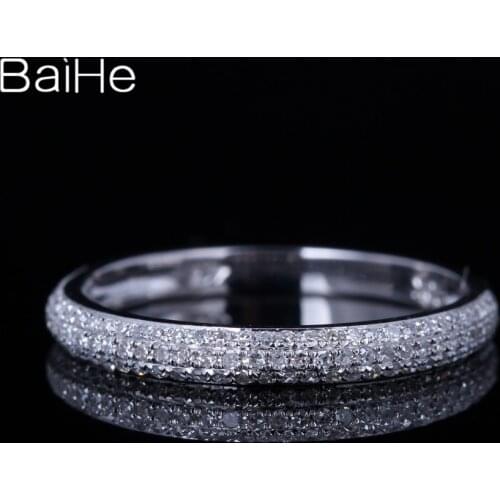 BAIHE Solid 10K White Gold H/SI 0.32ct Natural Diamonds Engagement Gift Wedding Women Fine Jewelry Diamond Ring